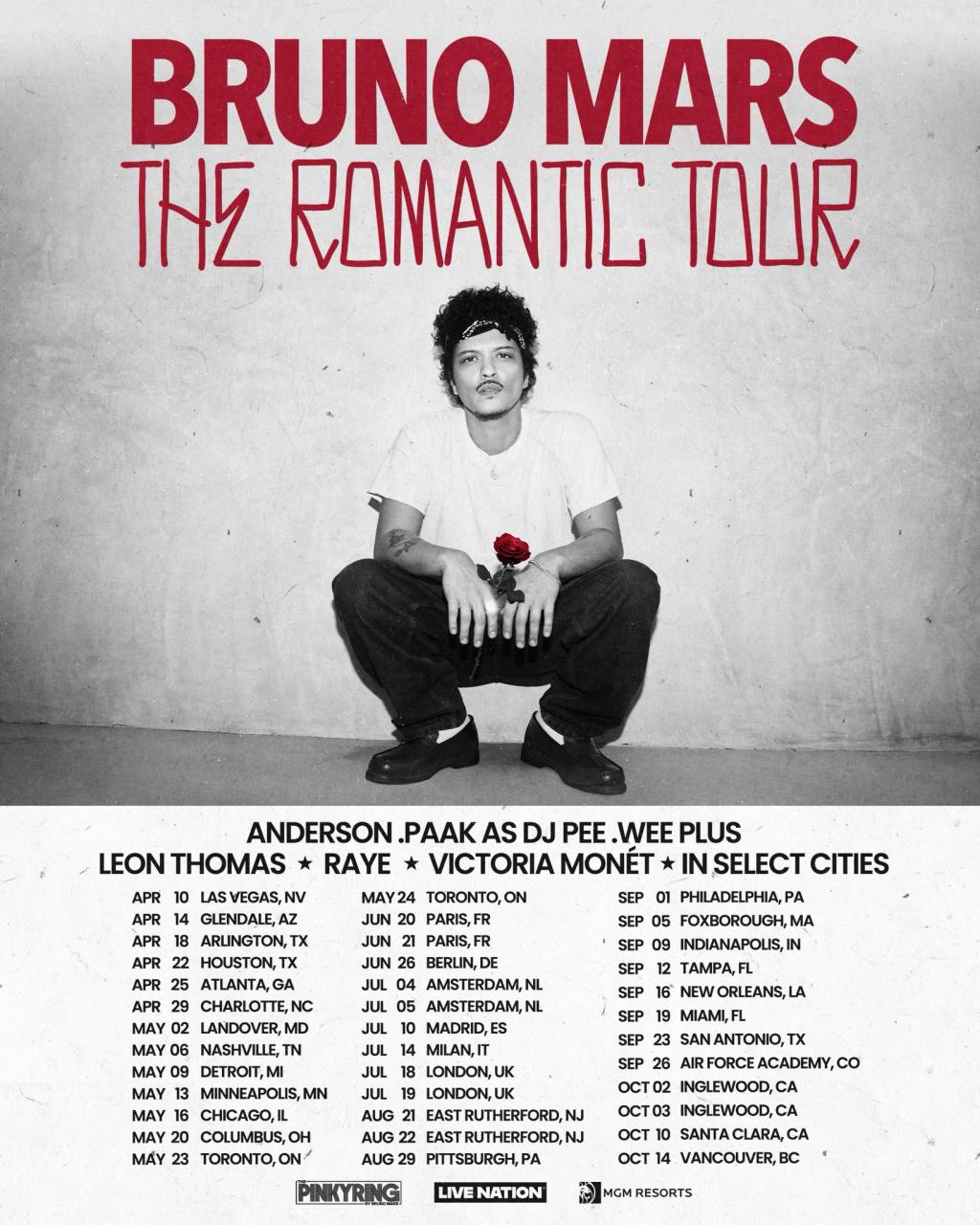 Bruno Mars: The Romantic Tour 2026 World Dates And New&nbsp;Music!!